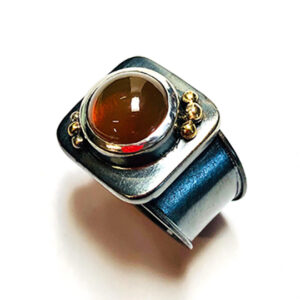 Oxidized Sterling 14k Gold Beads Citrine Ring