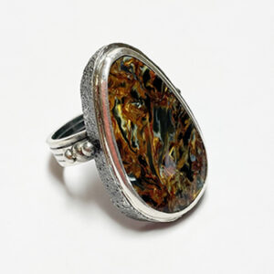 Multicolor Amber Silver Ring