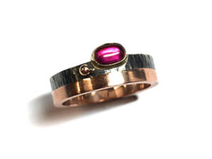 Rose Gold and Sterling Silver Ring with Ruby