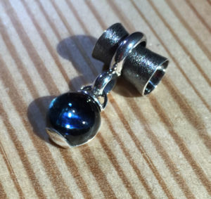 Dark Blue Sterling Silver Cabochon Earring, OQZO Design