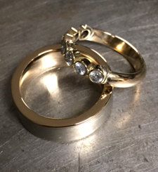 Wedding Ring Set - Gold & Gem Set