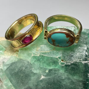 Gold, Ruby and Turquoise Ring