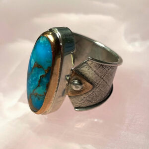Silver and Turquoise Corset Ring